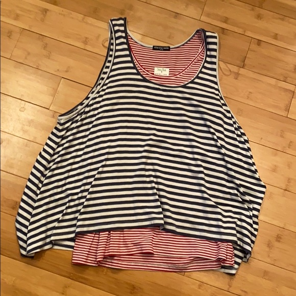 cha cha vente Tops - Red, White, & Blue “Layered” Tank Sz L NWT